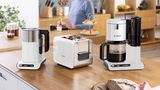  Styline-Set in Weiss und Edelstahl mit Wasserkocher, Kaffeemaschine und Toaster