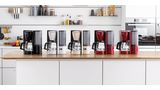 ComfortLine filter coffee machine range in different colours: black, white, cream and red