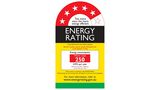 Energy label highlighting the different ratings via a magnifying glass