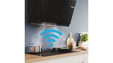 The Wi-Fi icon is superimposed over an image of a pot on a cooktop with steam rising towards the inclined hood.