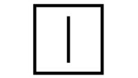 Trocknen auf der Leine: quadratisches Symbol mit einer vertikalen Linie in der Mitte.
