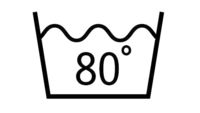 Wash at 80°C: tub symbol with 80°C temperature.