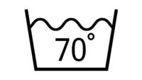 Waschen bei 70 Grad: Bottich mit Temperaturangabe 70 °C.