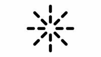 Huuhtelukirkasteen täytön symboli: aurinko, jossa on katkoviivalla merkittyjä säteitä.