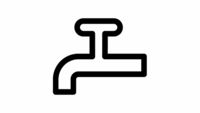 Stylised faucet indicating the dishwasher tap symbol – for users it means check your water connection.