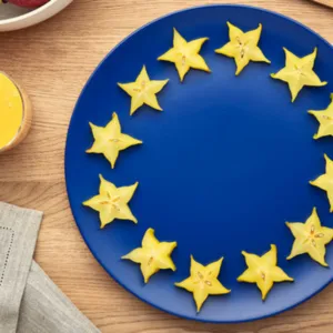 a europe cake (flag) in blue color and yellow stars