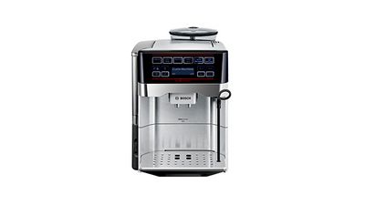 Ingeschakelde Bosch volautomatische koffiemachine.