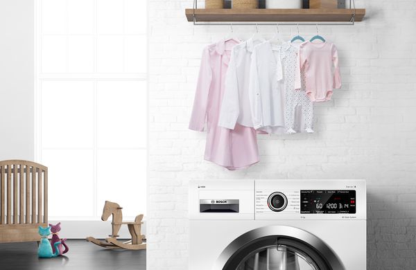 Leise Waschmaschinen zum Waschen von Babykleidung. 