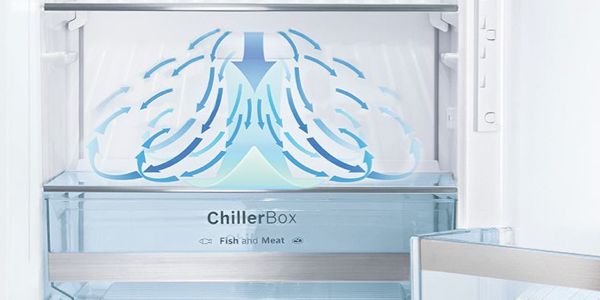 Schéma d’un flux d’air imprimé sur un tiroir ChillerBox