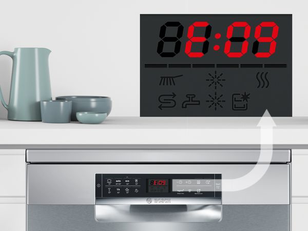 Detaljvisning av feilkode E09 vises i displayet til en Bosch oppvaskmaskin
