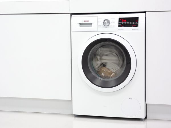 Bosch washing machine in a kitchenette