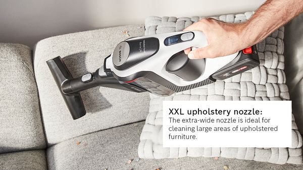 Bocchetta per imbottiture XXL: la bocchetta extra-larga è ideale per pulire ampie aree di mobili imbottiti.
