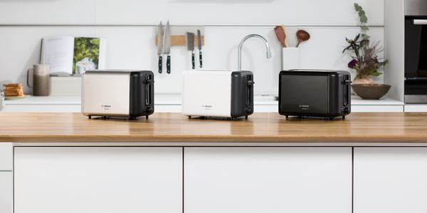 DesignLine Toaster für 2 Brotscheiben, Farbpalette: Creme, Schwarz, Weiß, Creme und Edelstahl, Stahl