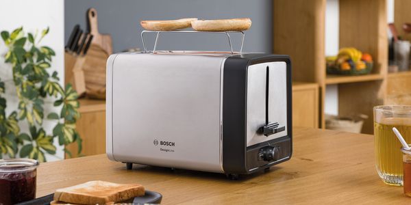 DesignLine, 2 slice toaster, silver and stainless steel