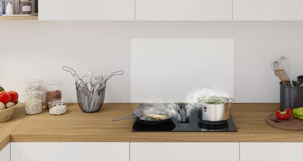 Keuken met Bosch fornuis en inductie kookplaat