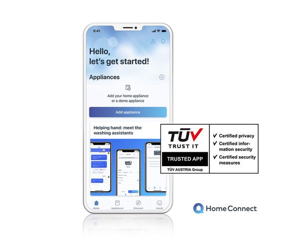 Home Connect app with TUV logo