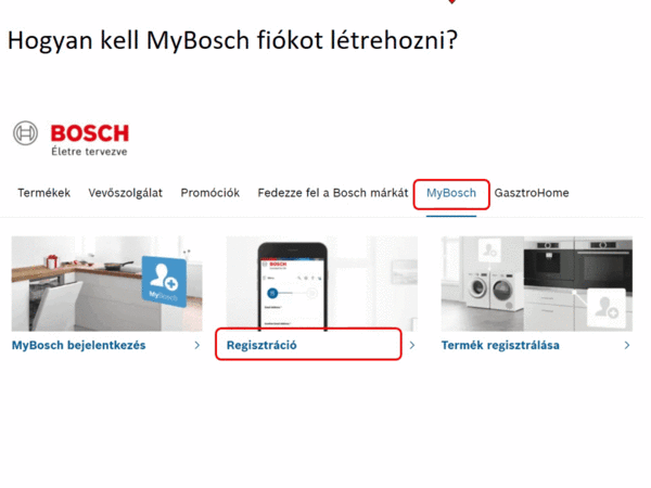 1. lépés: Regisztráljon a MyBosch felületen.