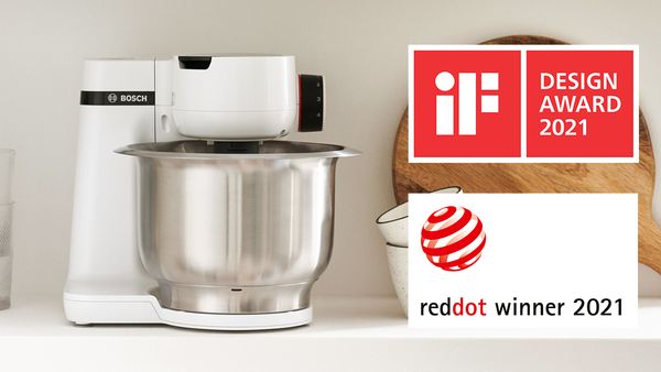 A Bosch MUM kitchen machine that's won the iF and Red Dot design awards.