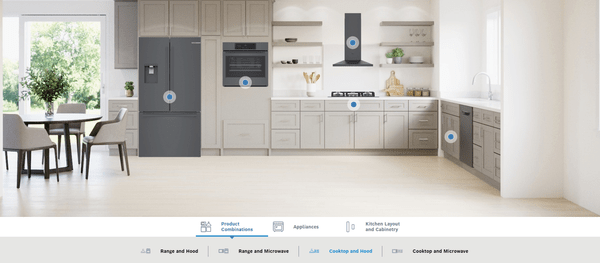 Bosch kitchen appliance package design tool with black stainless steel Bosch appliances