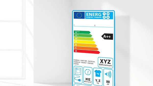 Džiovyklės energijos vartojimo efektyvumo etiketė su A++ energijos klase. 