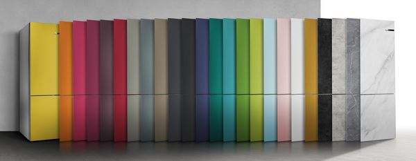 Farbenfrohe Kühl-Gefrier-Kombinationen von Bosch.