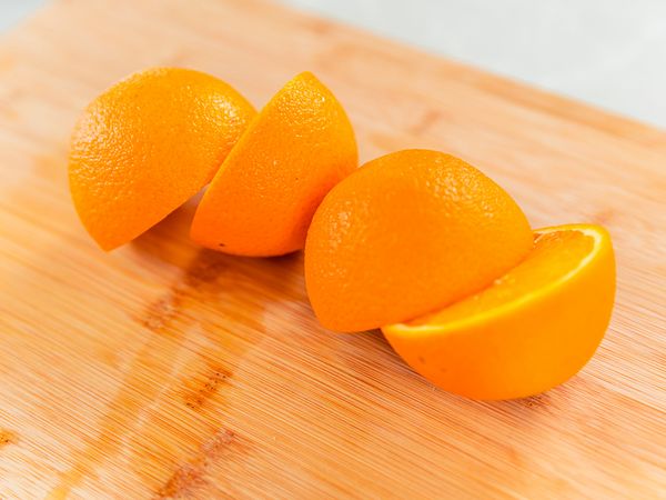two oranges in two halves