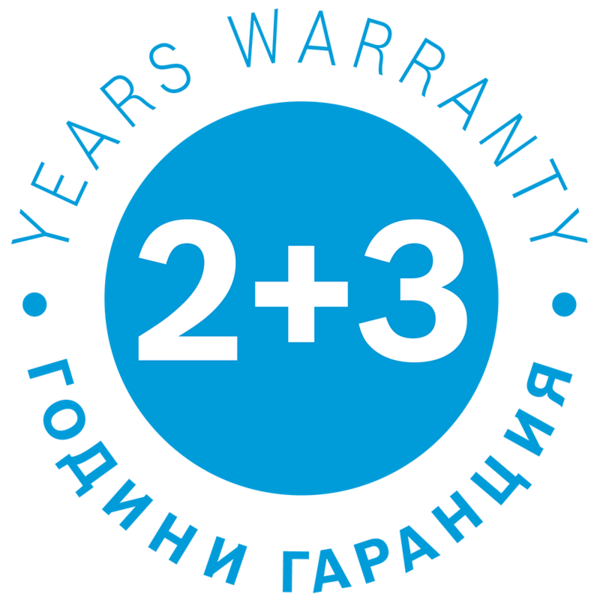Лого 2+3 години гаранция на съдомиялни машини с марка Bosch