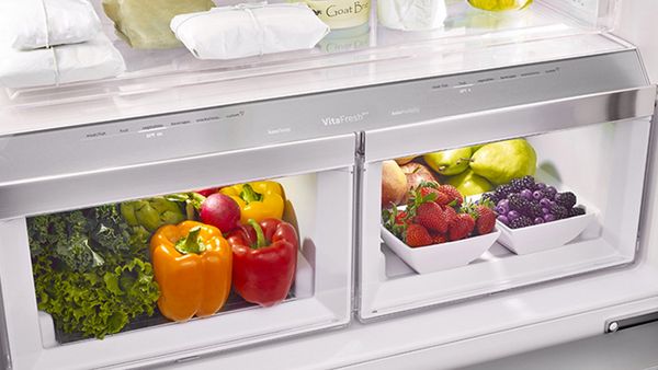 Different food items spaced out in fridge