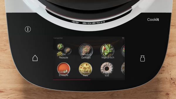 L'interface de Cookit de Bosch montrant les différentes catégories de recettes.
