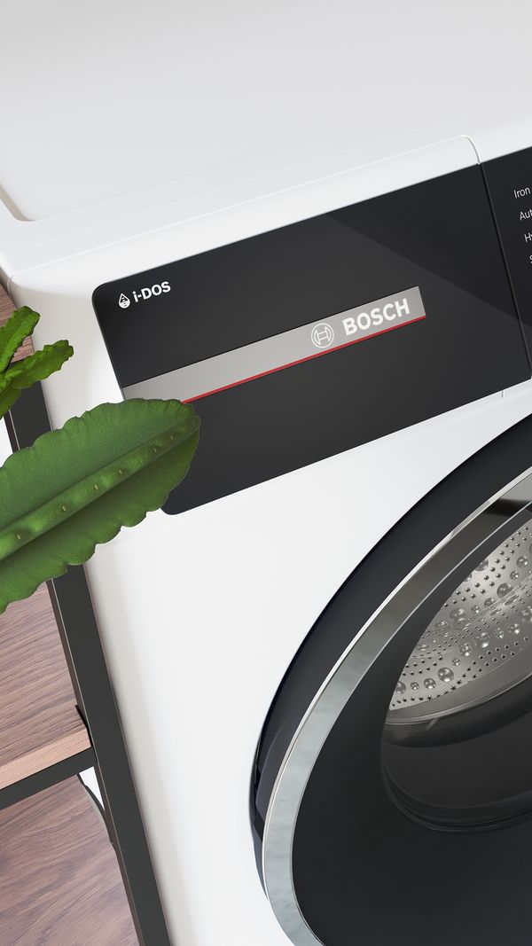 Eine Detailansicht des Displays der Bosch Waschmaschine Serie 8.