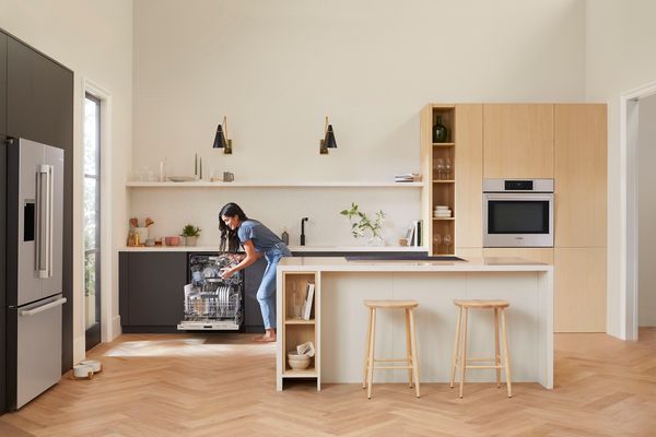 Bosch dishwasher filled with dishes