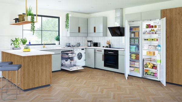 Spacious kitchen with multiple appliances