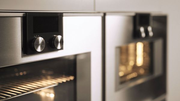 A close-up of the Gaggenau ovens fitted in Dovecote’s kitchen
