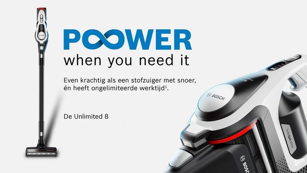Power when you need it. Even krachtig als een stofzuiger met snoer en heeft ongelimiteerde werktijd. De nieuwe Unlimited 8.