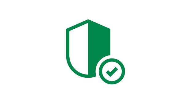 A green shield with a a checkmark symbol in front of it.