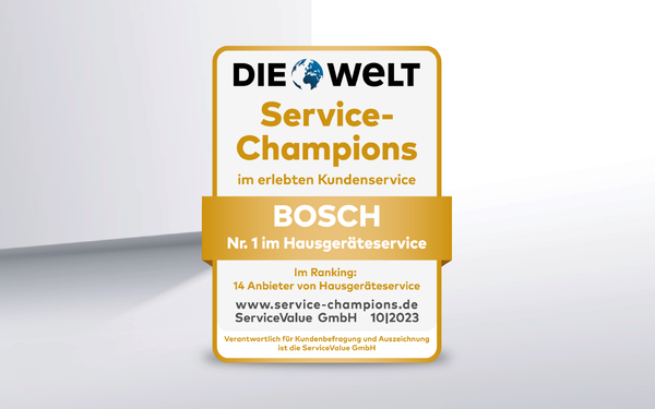 Ausgezeichnet: Bosch ist Service-Champion.