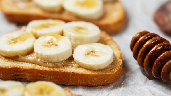 Honey, banana and peanut butter on toast