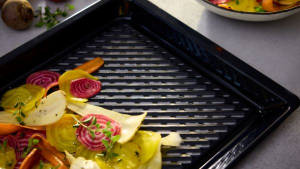 Air Fry Grill Tray with food in
