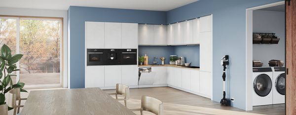L shaped kitchen with multiple Bosch appliances