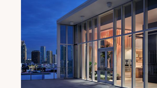 Night-time view on the balcony of the new Miami Flagship showroom