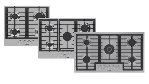 Bosch gas cooktops in different sizes