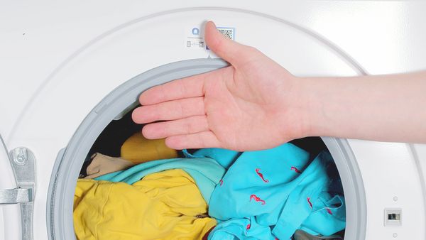 Person loading washing machine