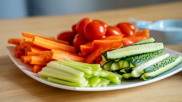 Vegetables sliced on a plate