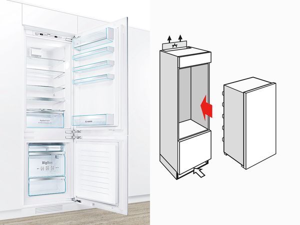 Diagram of a Bosch built-in fridge installation