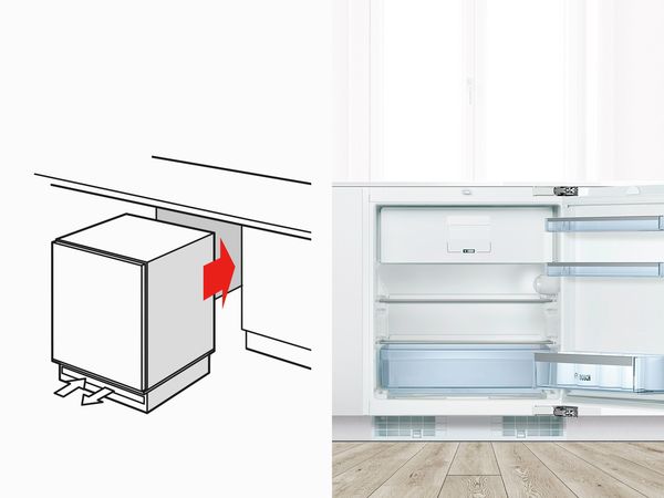 Diagram of a Bosch built-under fridge installation