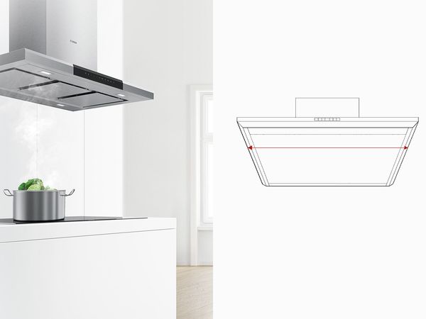 Depending on the design range, our cooker hoods are available in widths from 40 to 120 cm