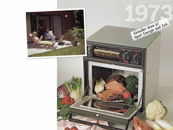 Collage of Bosch advertisements from 1973 and Microwaves