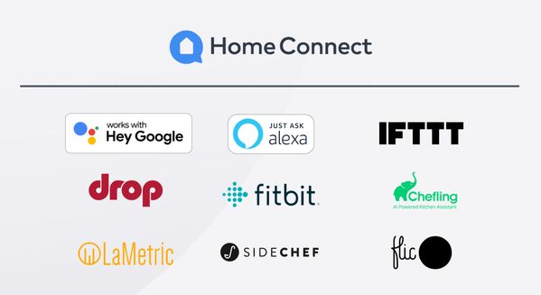 Image avec les logos des partenaires de Home Connect. 