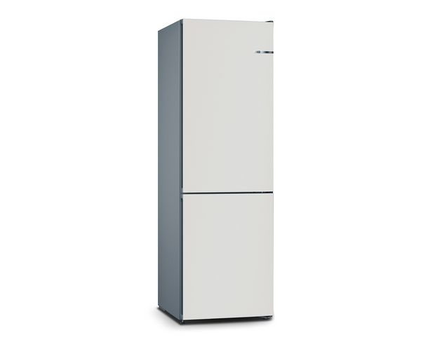 Combiné réfrigérateur-congélateur Vario Style ou four Série 8 de Bosch en couleur rose clair.