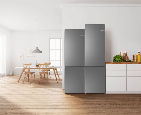 Kühlschränke von Bosch mit einfach austauschbaren Farbfronten.